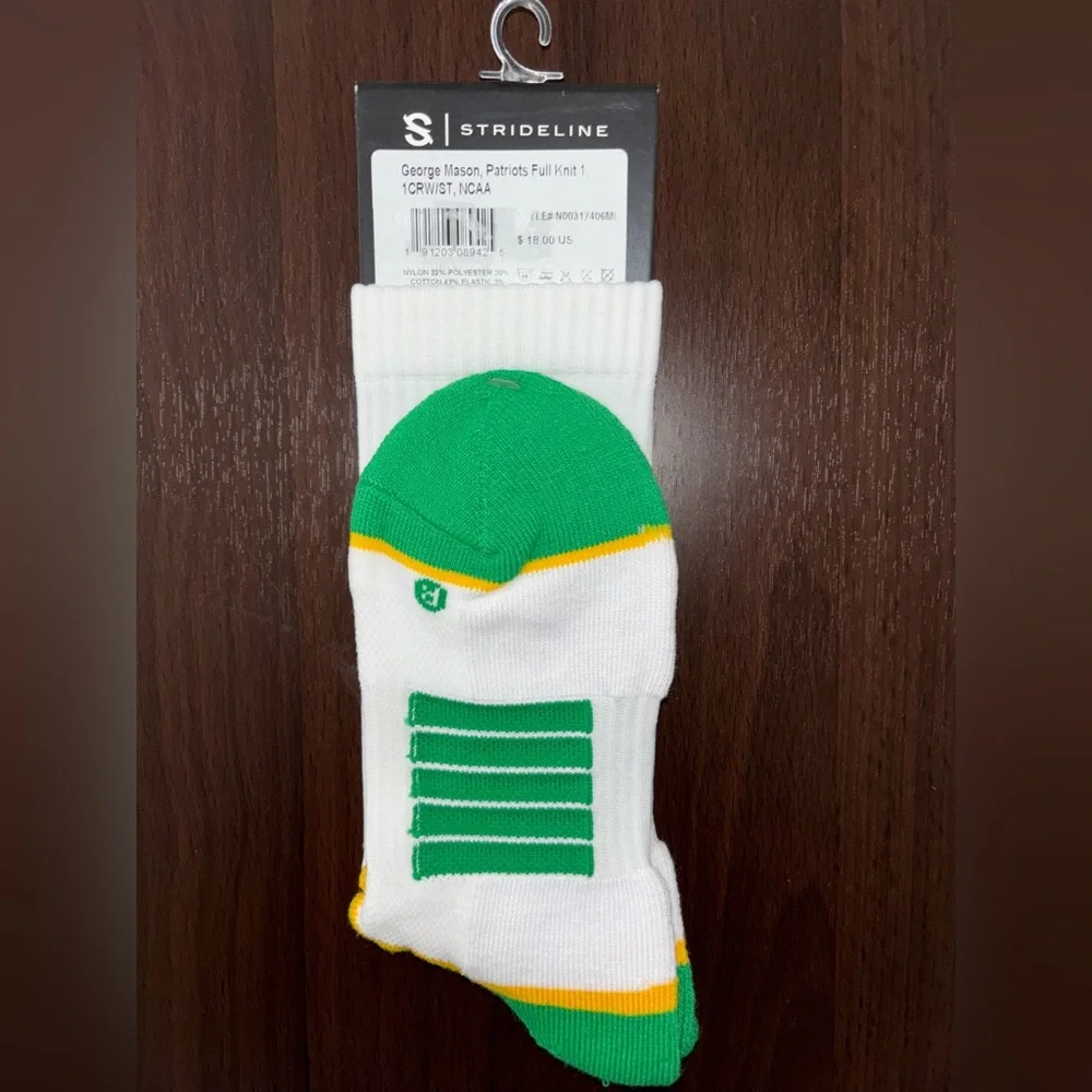 GEORGE MASON UNIVERSITY STRIDELINE CREW SOCKS NWT MEN’S SHOE SIZE 8-12